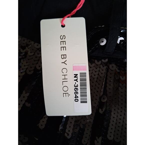 See By Chloe Black Sequin Shorts High Waisted Club Party Elegant Size 2 NWT - Picture 12 of 16